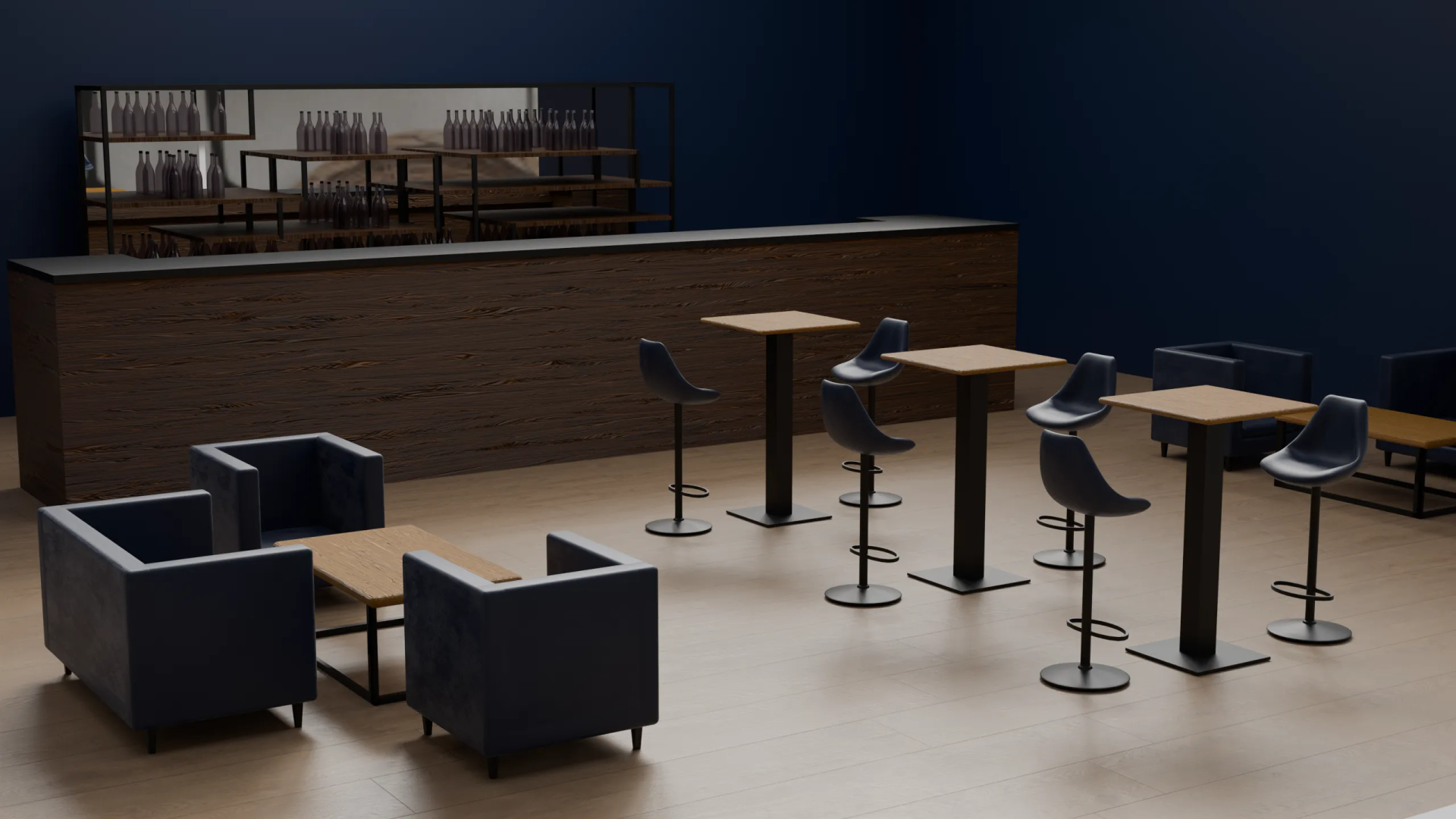 Wizualizacja układu baru na festiwal