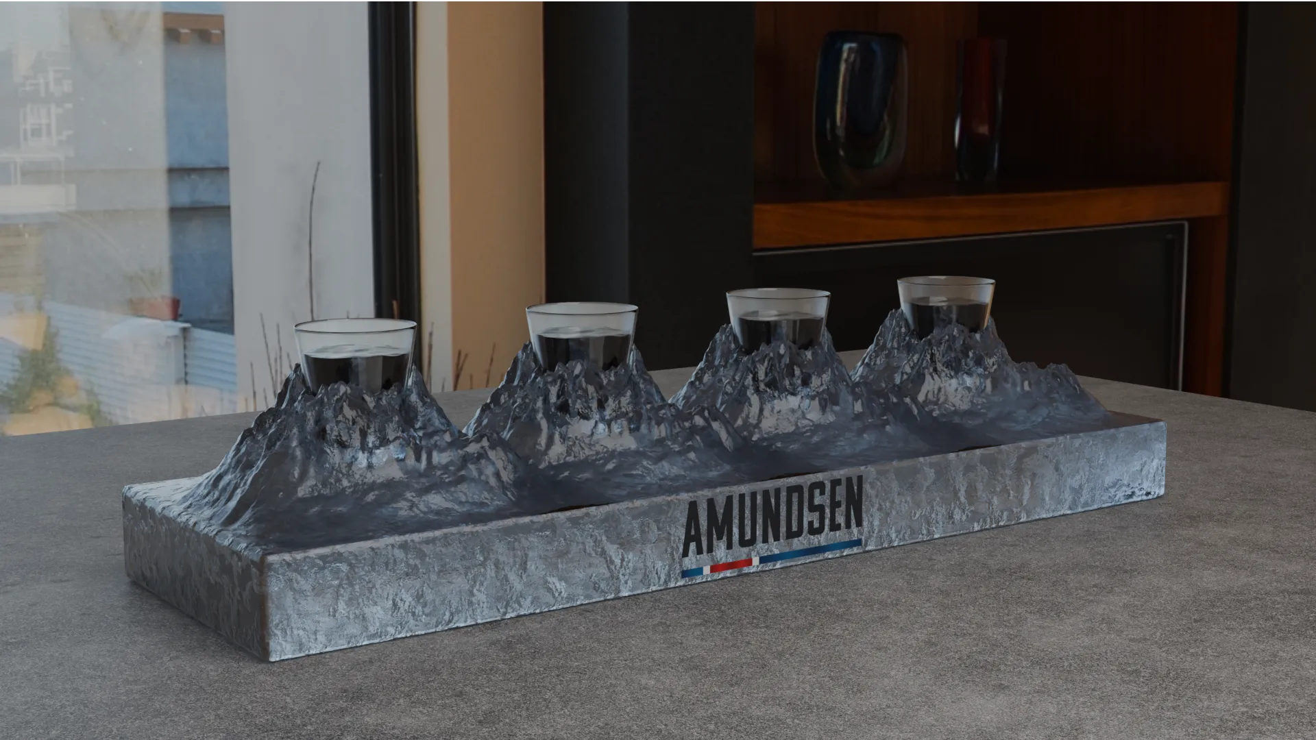 Wizualizacja konceptu tacki na alkohol